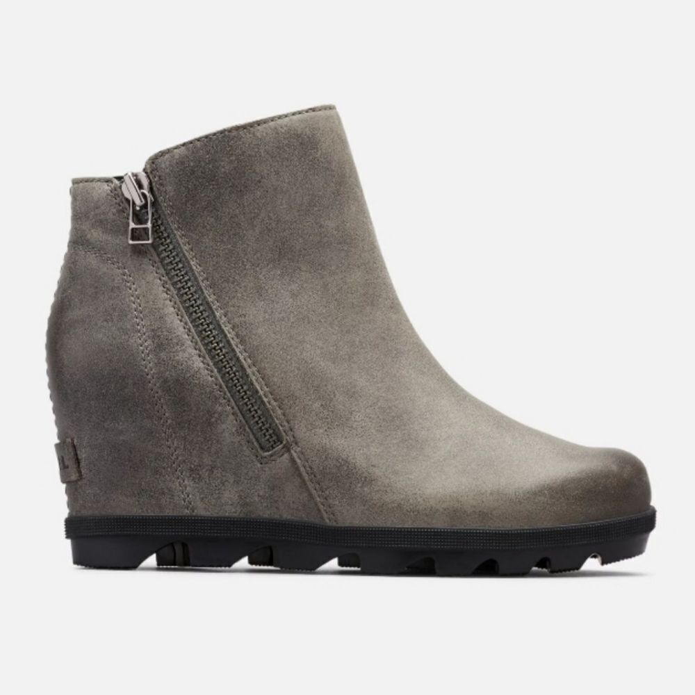 SOREL JOAN OF ARCTIC WEDGE II ZIP BOOTIE SIZE Charcoal Gray Sz 8